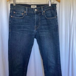 Buck Mason mid-dark-blue wash slim jeans made in Los Angeles, 28 x 33
